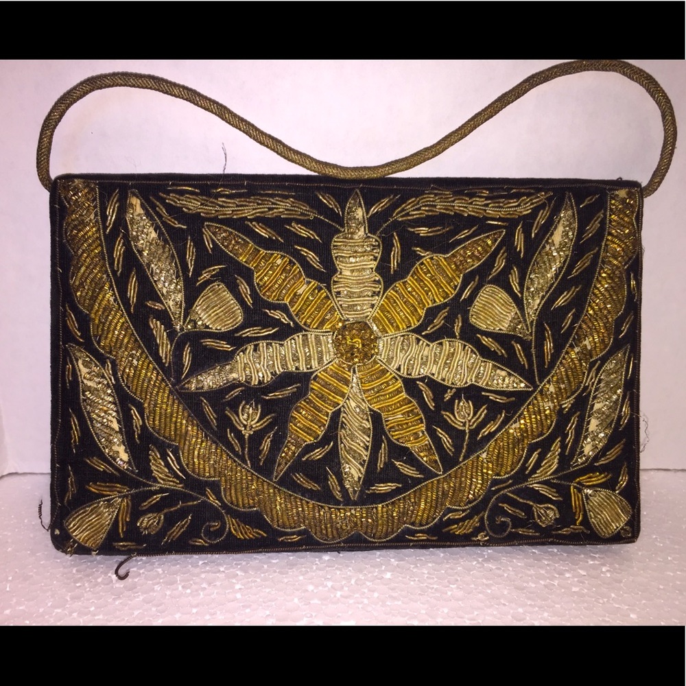 Vintage Bag; Filagree on Velvet; Made In India